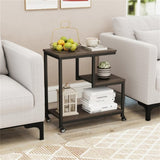 3-layer gray edge table with wheels 19688643