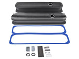 Black Finned Tall Valve Covers 3-11/16" Height with Center Bolt Fit for Chevy SBC 305 350 450 5.0L & 77810256