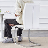 Luxury Simple Arch Chair - Set of 4 White PU Material High Resilience Dining Chair with Arched Metal W1151P154858