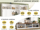 VIBE HAUS 62.2''W Entryway Hall Tree with Bench, 3 Top Cubbies & Bottom Storage Space, Farmhouse 74236965