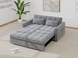 Corduroy Double Sleeper Sofa With Pull-Out Bed, 2 Pillows & Side Storage Pocket 03564076