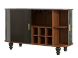 39" Fluted Liquor & Coffee Bar with 6 Wine Racks and 3 Glass Holders, Mid-Century Modern Bar 77343016