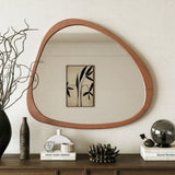 Solid Wood Mirror 45 Inch Asymmetrical Wall Mirror Wooden Framed Mirror Large Sized Dressing Mirror, W1435142944