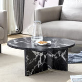 Versatile MDF Black Round Coffee Table for Various Interior Styles, Exhibiting Modern Minimalism and W3226P278920