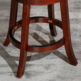 24" Counter Stool, Cherry Finish, Beige Fabric Seat B04660662