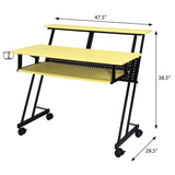 Yellow and Black Music Studio Desk with Keyboard Tray B062P184530