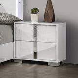 Contemporary Classic White Bedside Table Bedroom Furniture 1pc Nightstand Chrome Legs Handles B2741P317222