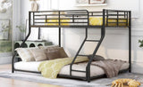 ZNTS Metal Floor Bunk Bed, Twin XL over Queen, Black MF309470AAB