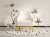 Modern Accent Chair Upholstered Armchair Single Sofa Chair with Curved Backrest and Gold Metal Legs N763P360684A