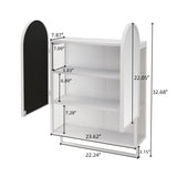 23.62" Modern Double-Arched Mirror Cabinet,2 Doors Medicine Cabinet, Metal Wall Cabinet with W757P314591