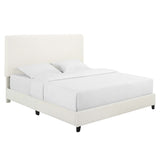 ZNTS Queen Size White Boucle Upholstered Platform Bed B108P160258