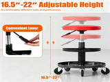 Red Rolling Mechanic Stool with 2-Tier Tool Storage Trays, PU Leather Pneumatic Height 80411664