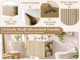 24-Inch Wall-Mounted Bathroom Vanity with Ceramic Sink, 2-Door Cabinet, U-Shaped Adjustable N729P512888N