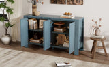 TREXM Buffet Cabinet with Storage, 4-Door Retro Wood Sideboard with Distressed Finish and Adjustable N715P204444M