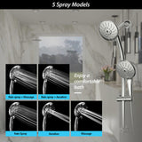 5" Multi Function Dual Shower Head, with Adjustable Slide Bar,Chrome W124381489