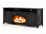 Black Gold Oak Fireplace TV Stand, 147.53976cm, Embossed Melamine Particle Board, Double Barn 77385044