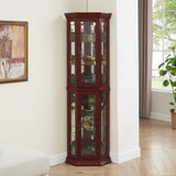 Corner Curio Cabinet with Lights, Adjustable Tempered Glass Shelves, Mirrored Back, Display W1693P165015