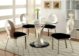 ZNTS Contemporary Silver Metal Frame 2pc Dining Chairs Black Microfiber Seat Dining Room Oval Back Satin B011P232975