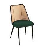 Green Rattan Dining Chairs Set of 4,Boucle Chairs with Natural Cane Back, Upholstered Dining Room W1164P218674