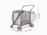 210LBS Folding Shopping Cart, Large Capacity Jumbo Grocery Cart with Removable Waterproof Liner, 53872086