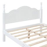 Full Size Wood Platform Bed Frame,Retro Style Platform Bed with Wooden Slat Support,White WF308186AAK