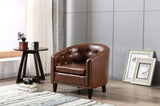 ZNTS PU Leather Tufted Barrel ChairTub Chair for Living Room Bedroom Club Chairs WF212660AAA