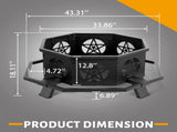 43" Octagonal Black Iron Fire Pit, Sheet Assembled Outdoor Bonfire Brazier with 01195977