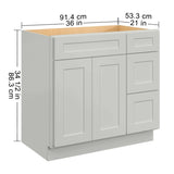 36 in. W x 21 in. D x 34.5 in. H in Shaker Dove Plywood Ready to Assemble Floor Vanity Sink Base T3210P282894