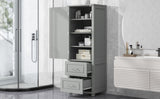 ZNTS Tall Bathroom Storage Cabinet, Freestanding Storage Cabinet with Two Drawers and Adjustable Shelf, WF312728AAE