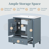 30" Bathroom Vanity without Sink, Base Only, Multi-functional Bathroom Cabinet with Doors and N725P186143C