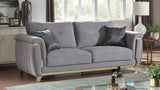 Leena Contemporary Style Upholstery Sofa Made with Wood in Gold accent & Gray B009P264614