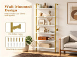 6Tier Freestanding Ladder Bookshelf, Metal Frame Storage Shelf, Rustic Brown Open Display Rack for 53971544