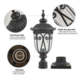 1-pack Vintage Black Outdoor Post Lantern - Waterproof Aluminum Lamp Post Light with Bubble Glass, W1340P239409