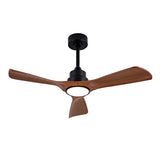 Hot sales 42 Inch Modern Black Ceiling Fan With Light 3 Solid Wood Blades Remote Control Reversible W2991P338643