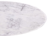 Luxurious Round Mable Topped Pedestal Side/End Table, Living Room Accent Table, White/Black B011P216672