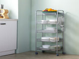 Honeycomb Mesh Style Five Layers Removable Storage Cart Silver 78183712