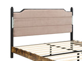 King Bed Frame , Upholstered headboard with Charging and Touch sensitive LED Lights, Under Bed W311P416228