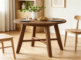 31.5 Inch Farmhouse Round Dining Table, Wood Kitchen Table for 2 to 4 People 05017996