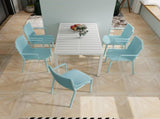Summer - 4pcs Modern Stackable Plastic Armchair for Indoor/Outdoor Use Ergonomic Slatted Back W3450P323324