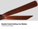 60 in. Farmhouse Walnut Wood Ceiling Fan with Remote Control,without Light W1367141065