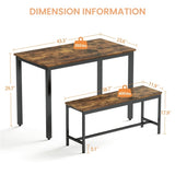 ZNTS Dining Table Set, Bar Table with 2 Dining Benches, Table Counter with Chairs, Industrial for W1668P143137