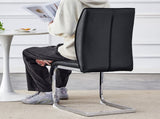 Luxury Simple Arch Chair - Set of 4 Black PU Material High Resilience Dining Chair with Arched Metal W1512P414523