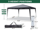10x10ft Outdoor Pop Up Canopy, Portable Instant Canopy Tent with 4 Sidewalls for Outdoor Events 37940697