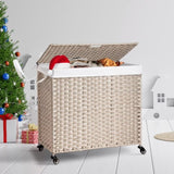 Laundry Hamper With Lid PE Rattan Powder Coating Frame Clothes Hampers with 02 Removable Bags, W2391P167709