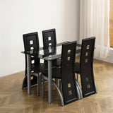 ZNTS 5 Pieces Dining Table Set for 4, Kitchen Room Tempered Glass Dining Table, 4 Chairs, Black,Table 03640363