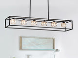 6-Light Farmhouse, Modern Industrial Linear Rectangular Crystal Pendant Light Cage W1592P232593