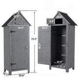 30.3"L X 21.3"W X 70.5"H Outdoor Storage Cabinet Tool Shed Wooden Garden Shed Gray 76525253