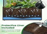 49" Black PE Rattan Raised Garden Bed with Trellis Adjustable Foot Pads Outdoor Planter Box 46378461