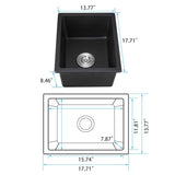 Quartz 13.77" L X 17.71" W Undermount Bar Sink With Basket Strainer W1225P194051