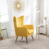 Sovarol Velvet Button-Tufted Wing Back Accent Chair, Yellow T2574P164253